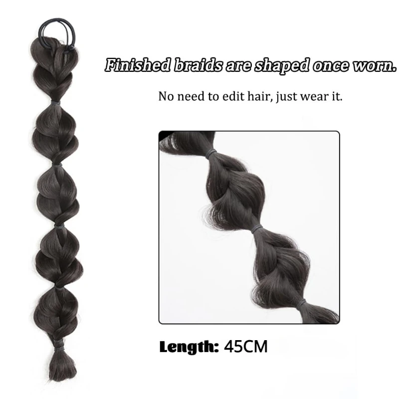 Mode Gevlochten Gevlochten Visgraat Trekkoord Paardenstaart Clip In Hair Extensions 45Cm Lange Synthetische Paardenstaart Voor Vrouwen Vlecht