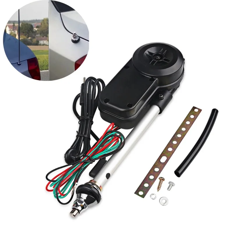 

12V AM FM Transmitter Aerials Electric Antenna Automatic Telescopic Exterior Vehicle Accessories For Car Radio Audio Universal