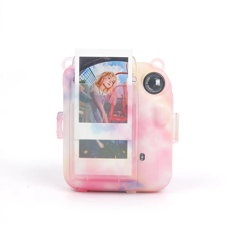 For Fujifilm Instax Mini 12 Camera PC Crystal Transparent Protective Shell Photo Storage Bag with Strap forMini12 Instant Camera