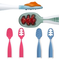 2Pcs Baby Spoons Set Toddler Self Feeding Food Utensils Baby Led Weaning Scoop Cutlery Learning To Eat Children's Tableware