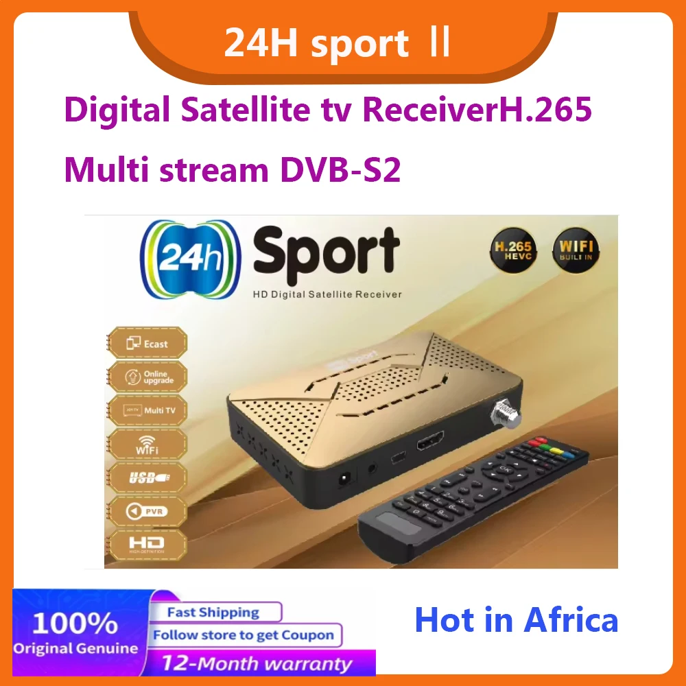 أحدث أفريقيا H.265 DVB S2 FTA Tv فك مجاني للهواء 24h-Sport HD 1080p استقبال الأقمار الصناعية الرقمية Mini dvb-s2 فك التشفير