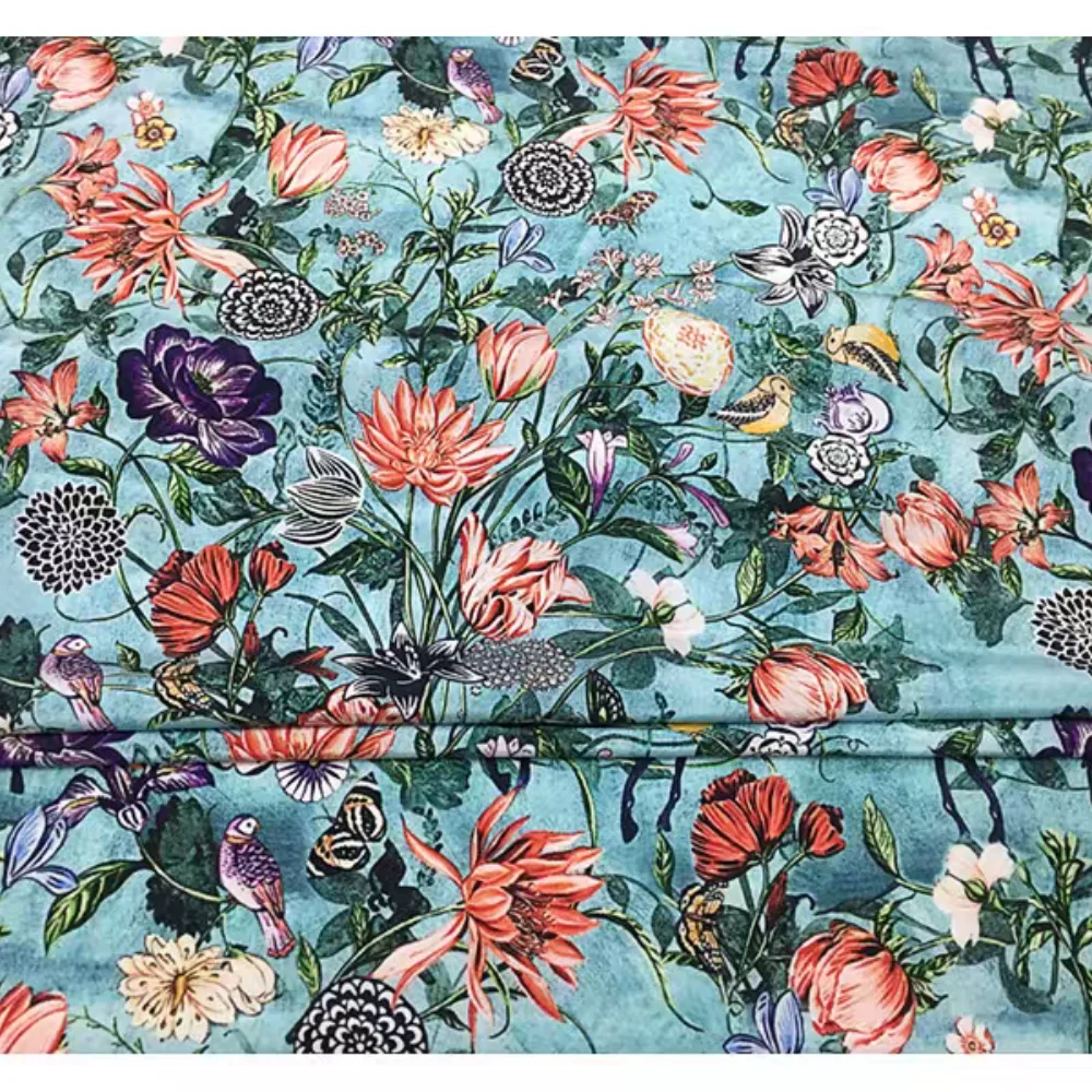 

Fashion Design Best Selling Nice Flowers Stretch Silk Crepe De Chine Fabric for Women Shirts Summer Dress Garment Good Price