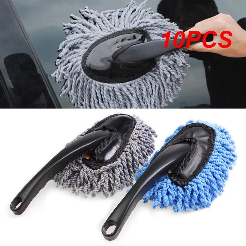 

10PCS Gray Car Wash Cleaning Brush Microfiber Dusting Tool Duster Dust Mop For Car Home Cleaning Sponges, Cloths & Brushes