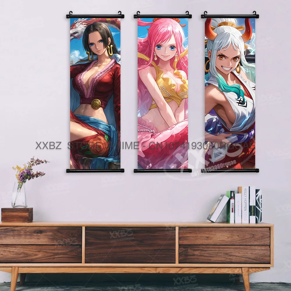 ONE PIECE Scrolls Pictures Roronoa Zoro Anime Poster Hancock Hanging Painting Nami Home Decor Monkey D. Luffy Wall Art Yamato