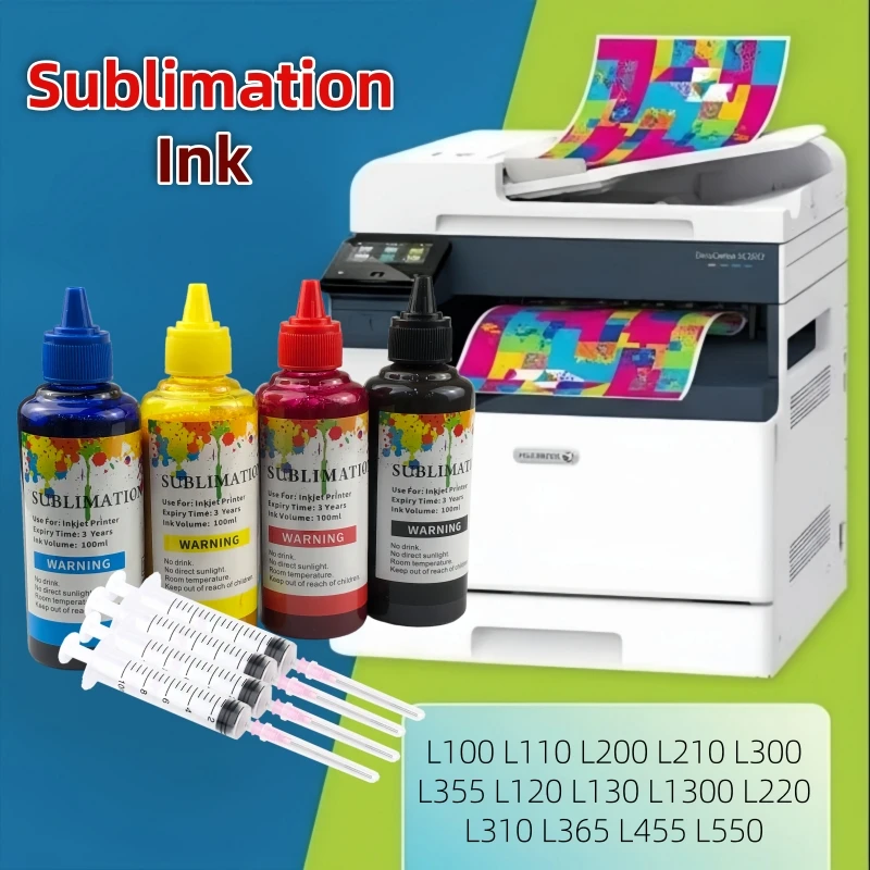 

100 мл 4-цветные сублимационные чернила для Epson L100 L110 L200 L210 L300 L355 L120 L130 L1300 L220 L310 L365 L455 L550