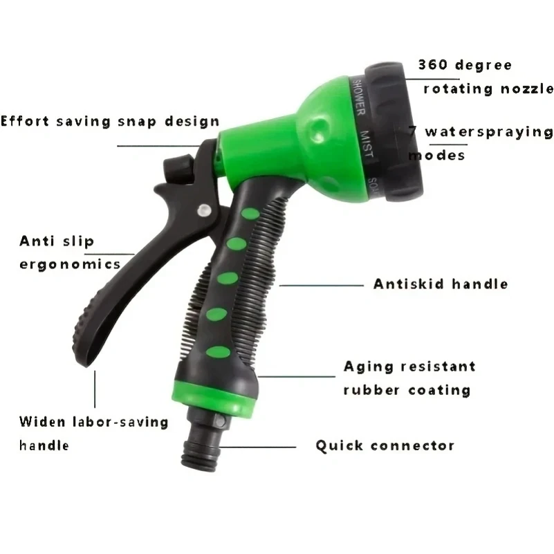 7 Styles High Pressure Water Gun Car Wash Garden Adjustable Nozzle Hose Watering Gun Lawn Hose Multifunction Irrigation Sprayer