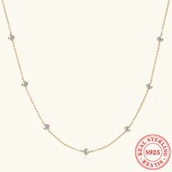 3mm D0.70CT Moissanite Diamond Necklaces Woman 925 Silver Clavicle Chain High Quality Fashion Neck Jewelry Gift 2024 Trend
