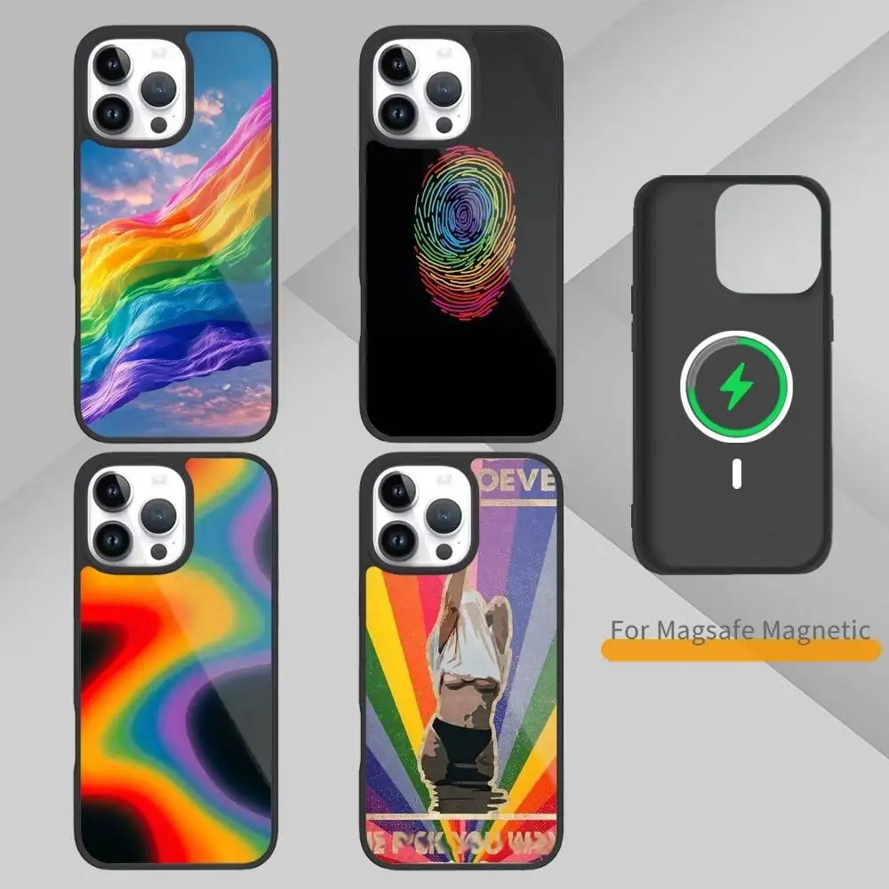 

Rainbow Pride Phone Case For iPhone17,16,15,14,13,12,11 Plus,Pro Max Magnetic Magsafe Wireless Charging