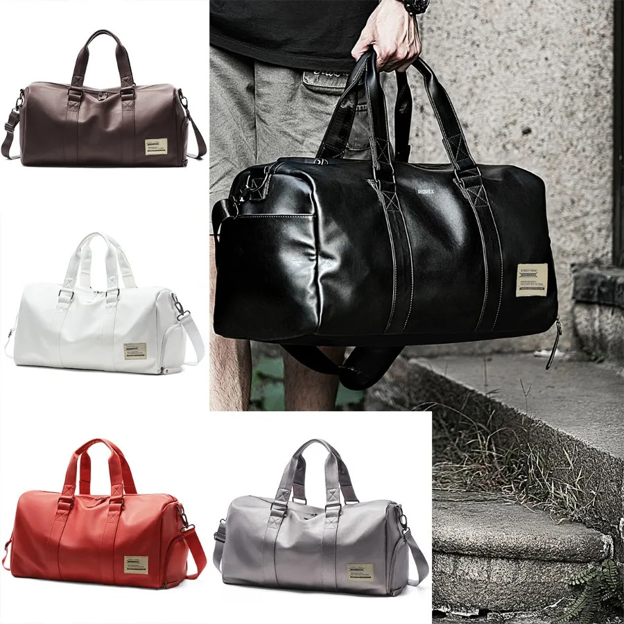 

【New style】Fitness bag men's leather wet and wet separation sports training room portable waterproof travel bag large-capacity
