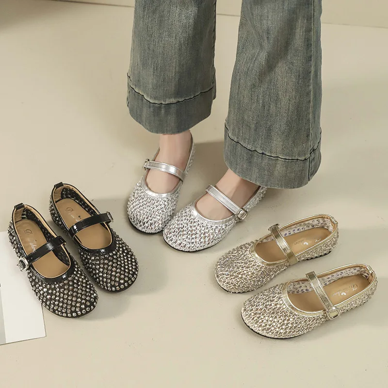 

Мокасины с кристаллами, теннисные женские модельные туфли на плоской подошве, женские мокасины, летние удобные дышащие туфли со стразами, новые Мэри Джейн
