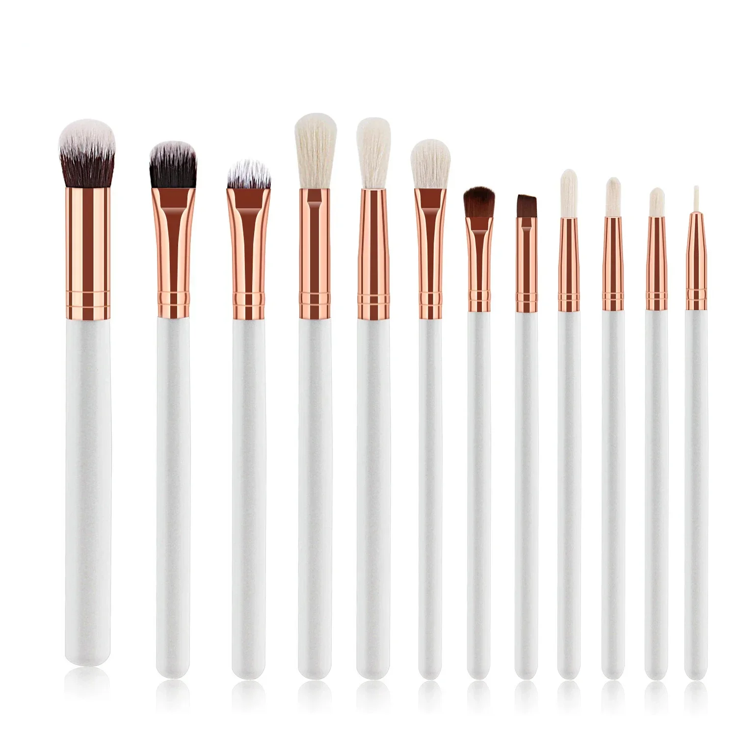 12 Pcs Wood Handle Professional Eye Brush Set Eyeshadow Eyebrow Blending Eyelash Makeup Brushes Set Soft Synthetic Hairs