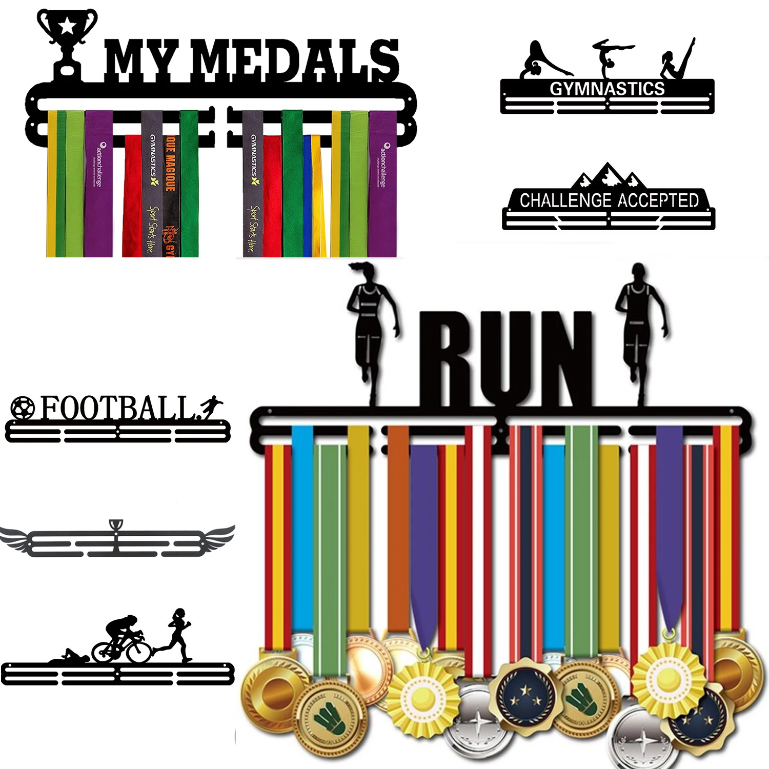 

Fashion Medal Hanger Holder Display Wall Mount Display Shelf-Medal Hanger for Gymnastics, Football, Run Race Medals Display