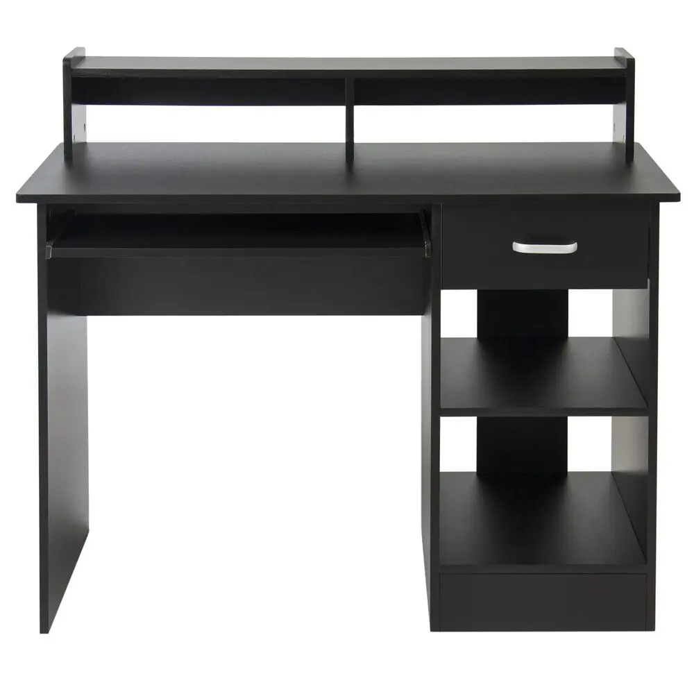 Gaming Table Computer Desk Laptop Office with Shelving Drawer Furniture Black