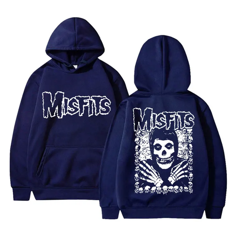 Horror Punk Misfits Vintage Skull Print Hoodie Male Gothic Rock Oversized Hoody Sweatshirt Men Women Fashion Long Sleeve Hoodies