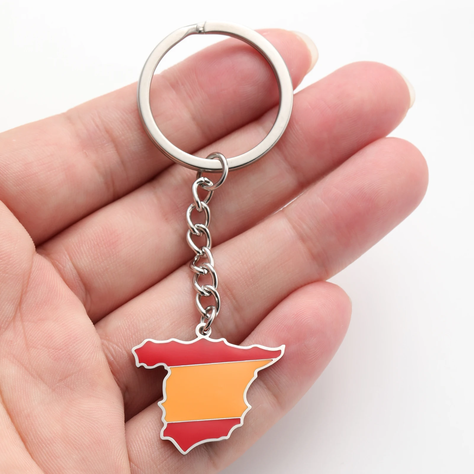 Skyrim Spain National Map Pendant Keychain Stainless Steel National Map Fashion Jewelry Gift 2025 Wholesale