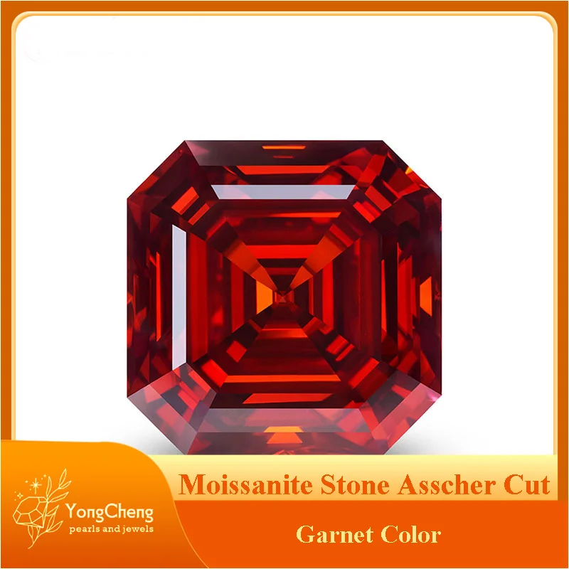 

Moissanite Gemstones Asscher Cut Garnet Color Women's Jewely Material Lab Diamond VVS1 Positive Pass Tester with GRA Certificate