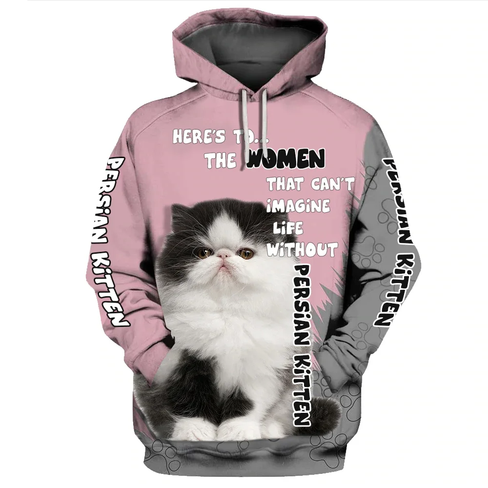 

HX Cute Persian Kitten Hoodies Animal Cats Paws Art Paint Hoodie Sweatshirts Fashion Pullover Tops Sportswear Men For Women