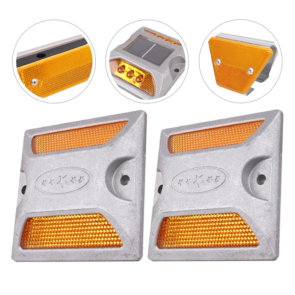 2 Pcs Reflective Casting Driveways Reflectors Roadside Marker Markers Studs Flashing Security Accessories Stair Light