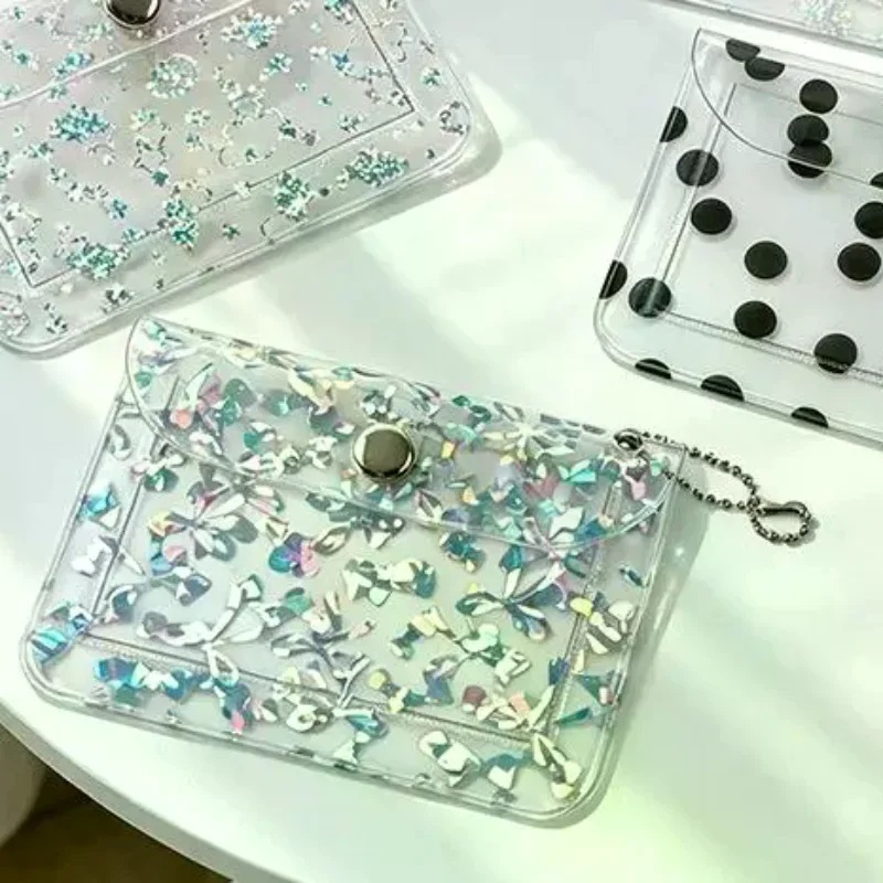 Colorful PVC Card Holder Portable Coin Document Storage Small Bag Display Hanging Bag For Daily Use