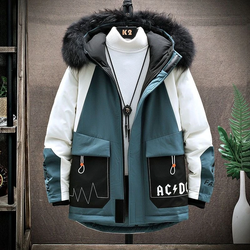 

2025 модная мужская зимняя куртка, утепленная рабочая одежда, парка, пальто ​ Ветрозащитное водонепроницаемое стеганое пальто со съемным капюшоном