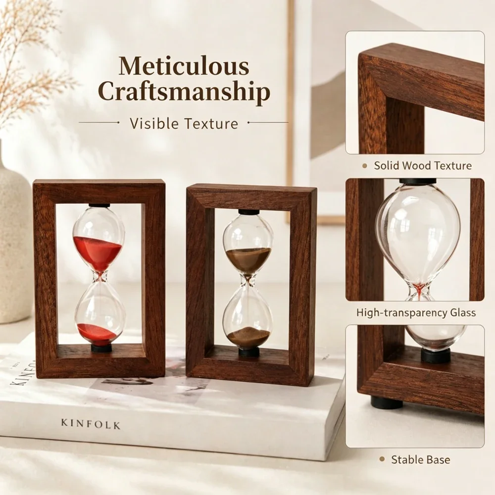 Square Wooden Timer Clock Sandglass 3/5/10 Minute Sand Hourglass Dining&Barbecue Countdown Timing Home Decoration Reloj De Arena