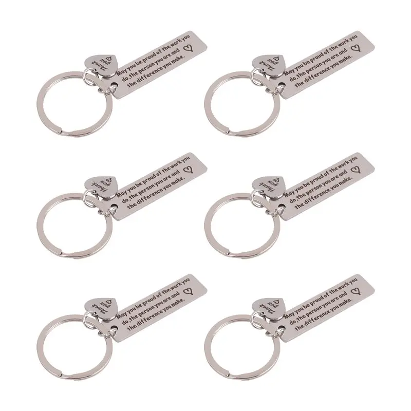 6 Pcs Thank You Gifts Keychain Appreciation Keychain Make A Difference Inspirational Gifts Coworker Leaving Gifts Eco-Friendly