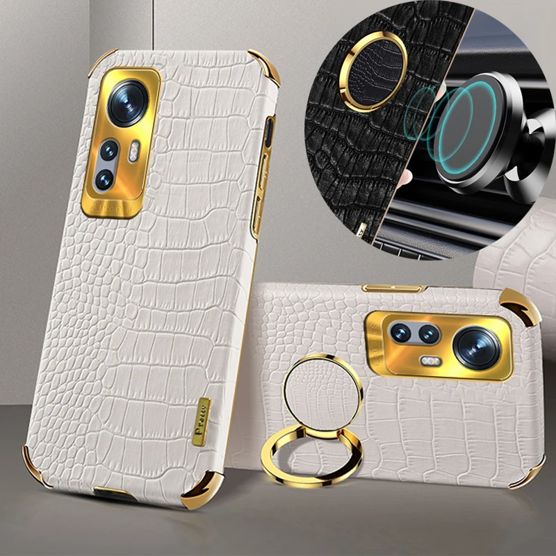 

Чехол из искусственной кожи из крокодиловой кожи для XiaoMi 11T 12X 13 Lite 12S 14, ультрамагнитный кольцевой держатель, противоударный силиконовый чехол, чехлы для телефонов