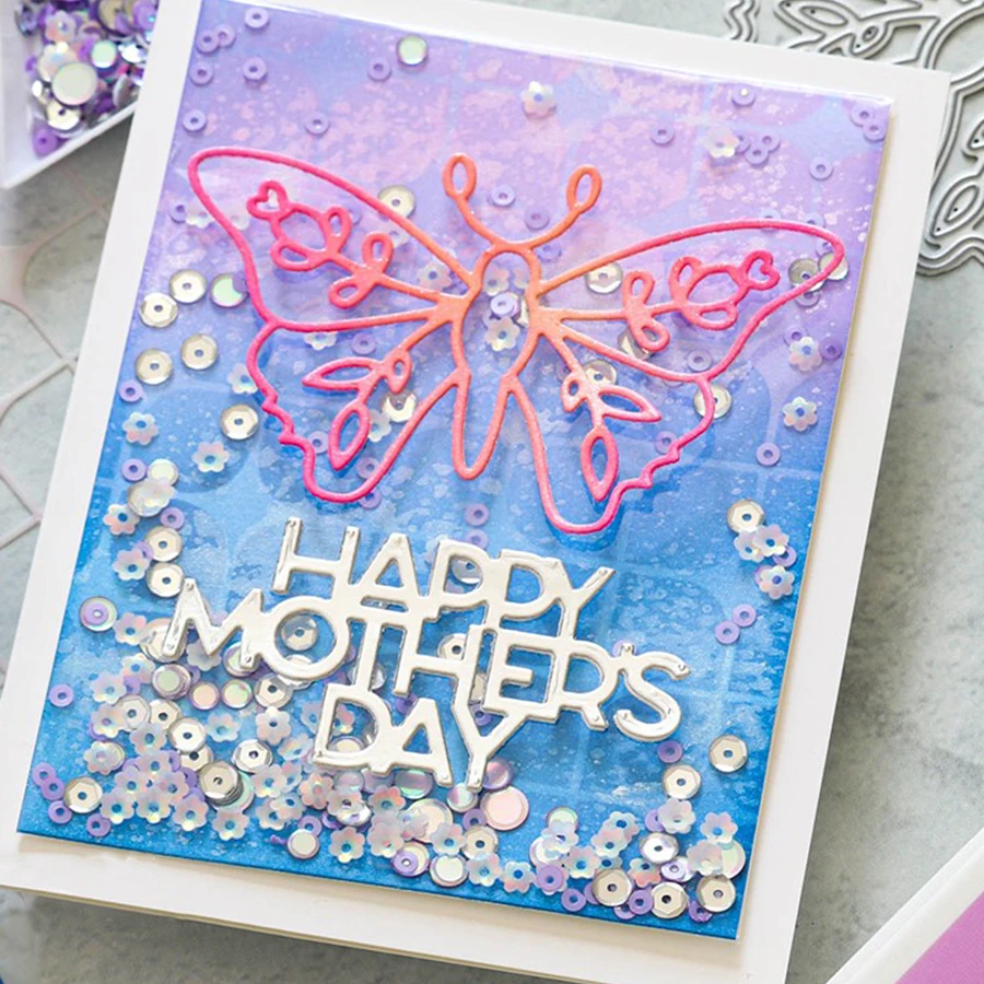 2024 New Arrival Sister Butterfly Metal Mother's Day Cutting Dies for Scrapbooking Greeting Card Making Valentine's Day Stencils