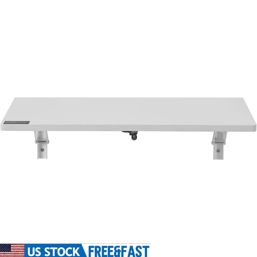 

Wall Mounted Folding Desk Space Saving Drop Down Table with Metal Bracket Home Office Workshop Easy Installation