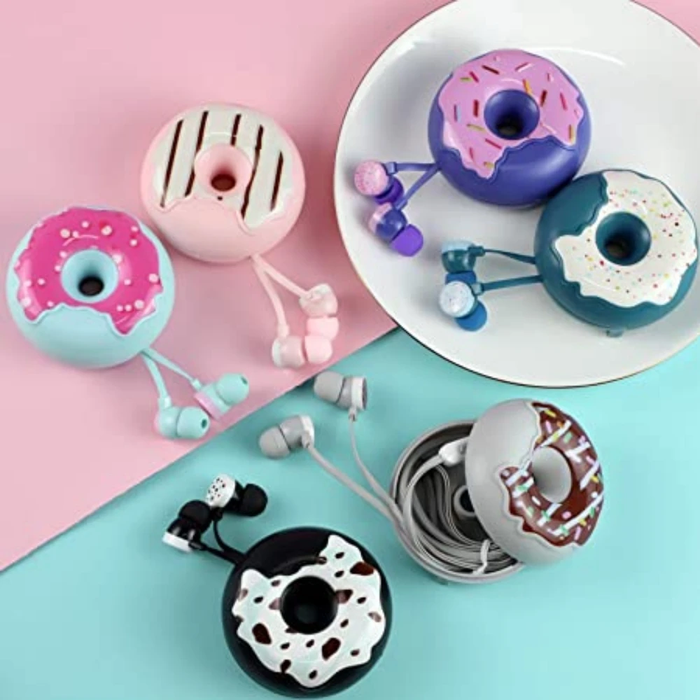 Donut หูฟังสำหรับเด็กหูฟังน่ารักเฮดโฟนแบบเสียบหูสายหูฟังโดนัท Macaron วันเกิดของขวัญน่ารักหูฟังเก็บกรณี