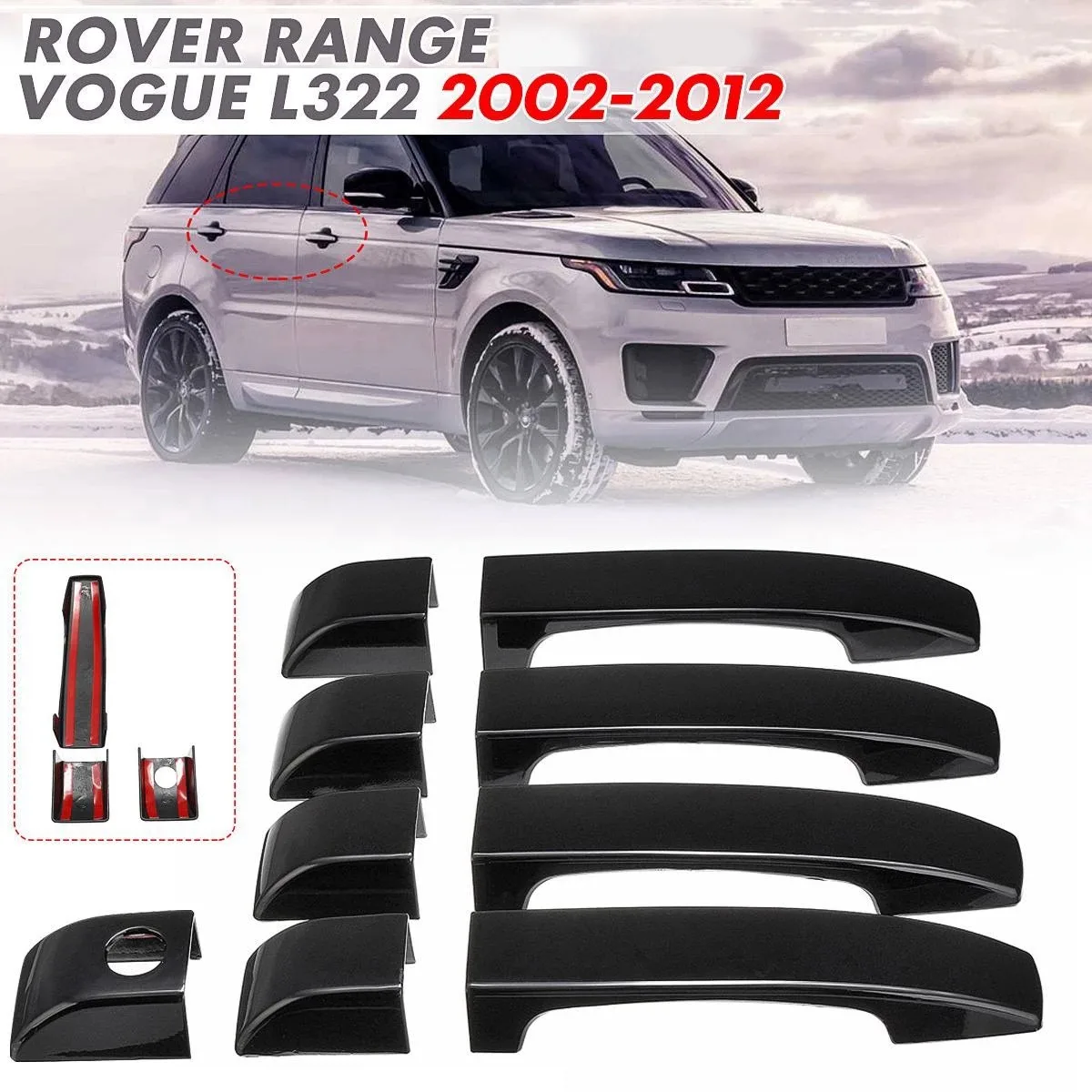 9 Stuks Auto Deurklink Cover Bekleding Voor Land Rover Range Vogue L322 2002 2003 2004 2005 2006 2007 2008 2009 2010 2011 2012