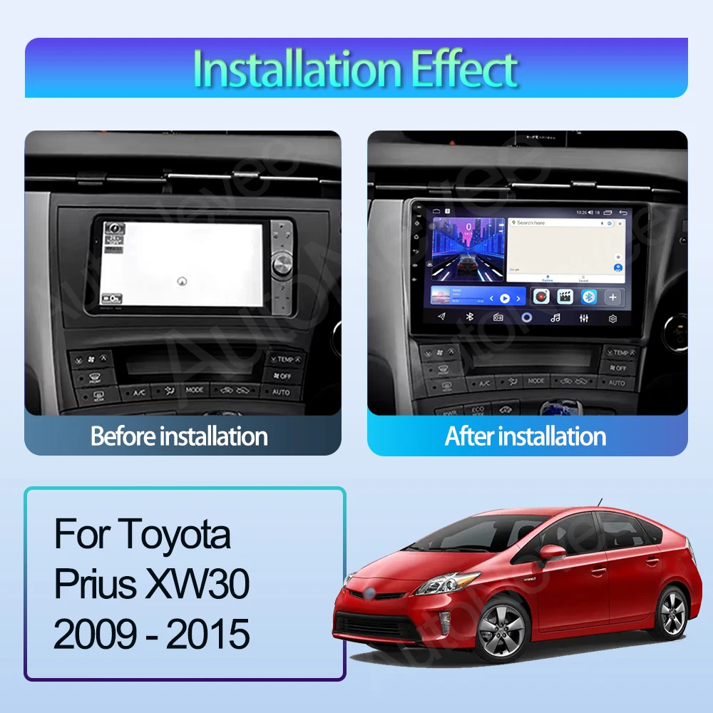 For Toyota Prius XW30 2009-2015 Right Hand Drive Android 14 Car Radio Multimedia GPS Navigation Stereo WiFi No 2din 2din DVD BT