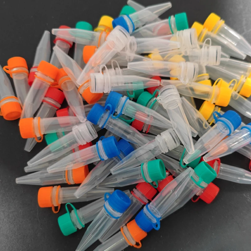 100pcs PP 1.5ml microcentrifuge tube centrifuge color tubes with screw cap plastic cryotube lab test tubes for experiment.