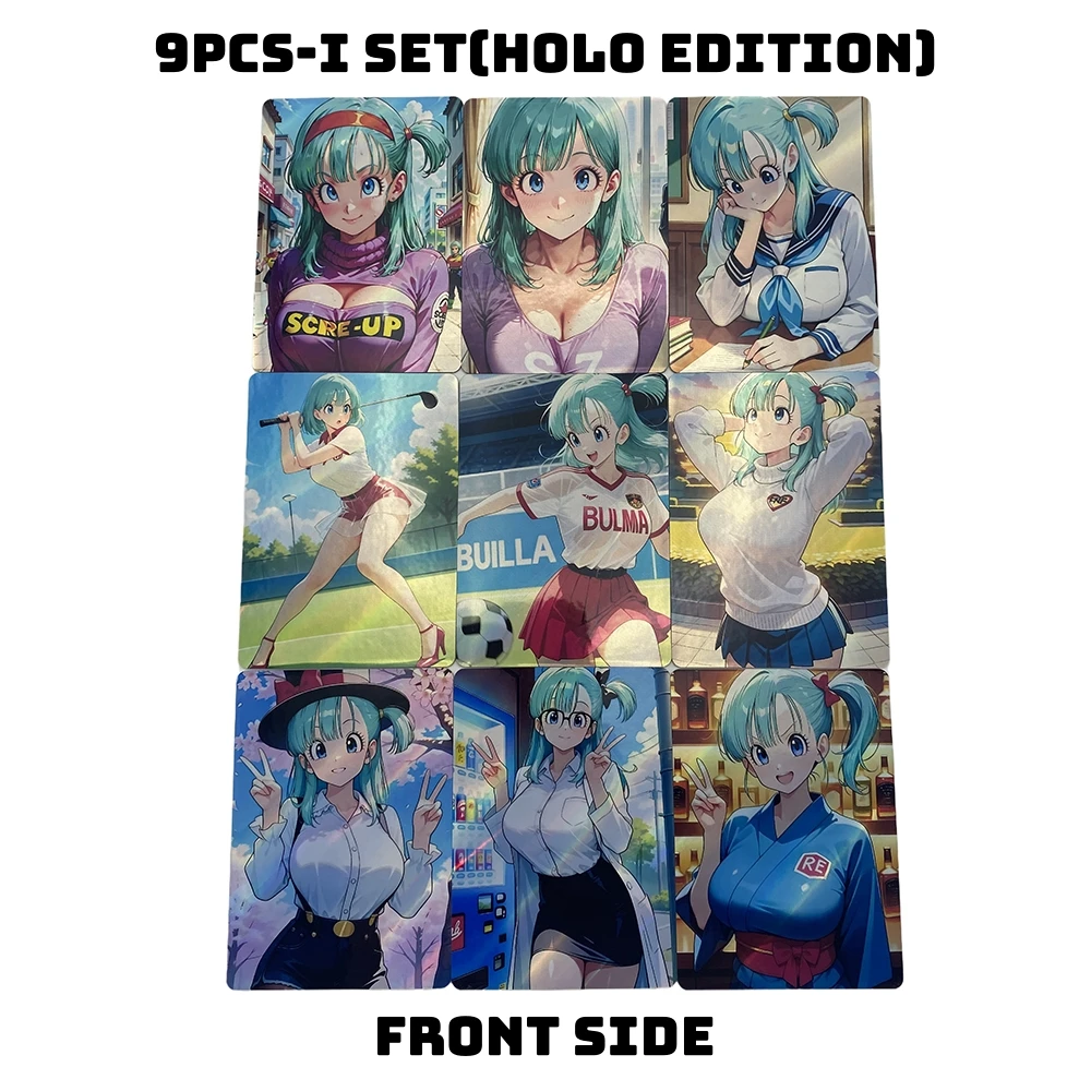 9 Uds. Holo Dragonball NSFW Waifu tarjetas Anime ACG nuevo conjunto hecho a mano Bulma Sexy tarjeta de colección desnuda tarjeta de Color Flash regalos de cumpleaños