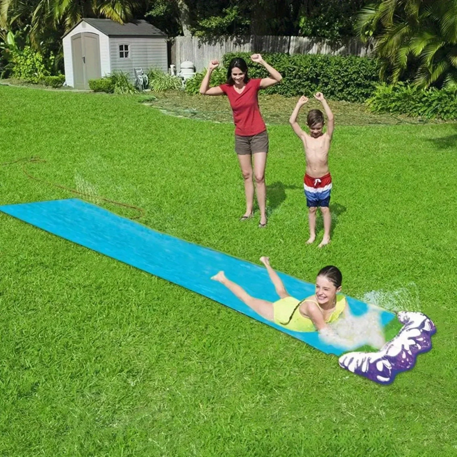 Children\'s PVC Inflatable Slide Double Surf Lawn Slide Backyard Swimming Pool Outdoor Water Games Toys