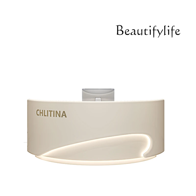 

Simple clothing store wedding dress beauty salon bar checkout page reception desk curved paint front desk