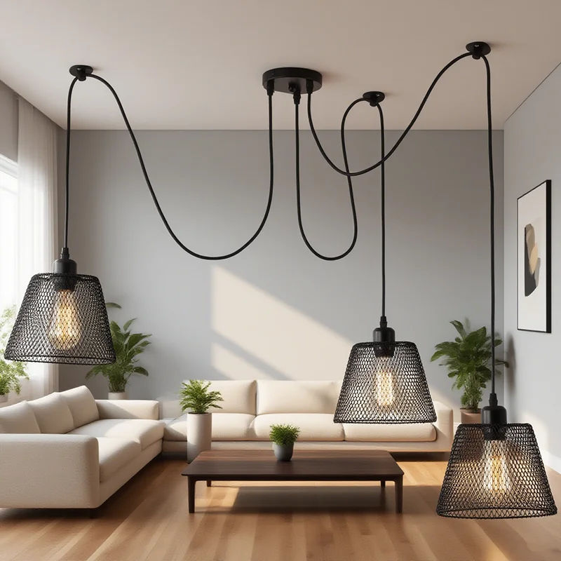 

3 Heads Pendant Lamp Foldable lampshade Vintage Industrial Chandelier Adjustable Height Creative Pendant Light e27 decoration