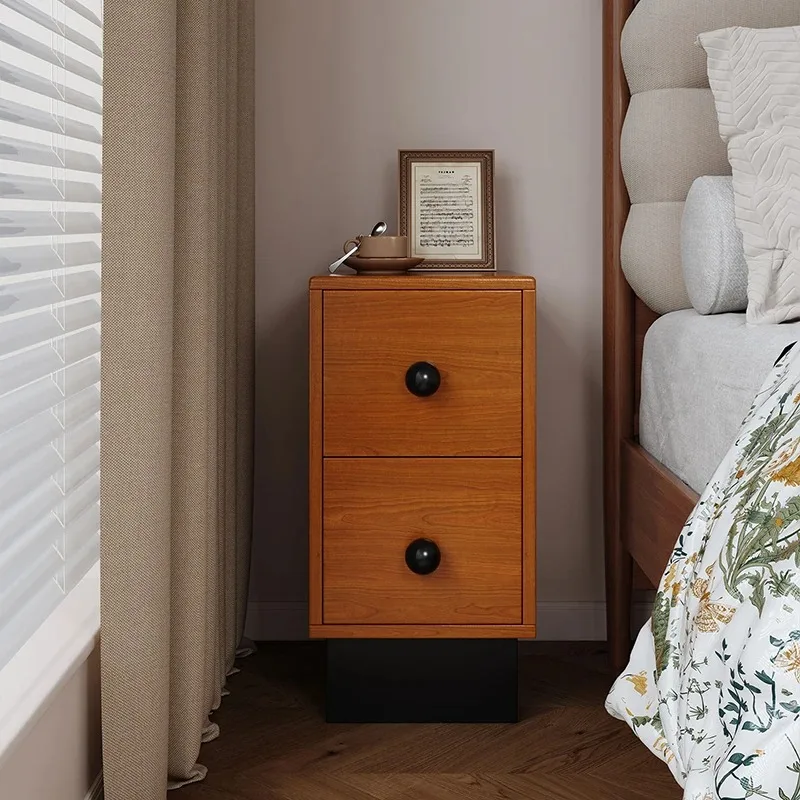 

Wooden Designer Bedside Table Unique Cute Modern Narrow Safe Nightstand Organizer Professional Mesa De Cabeceira Hotel Furniture