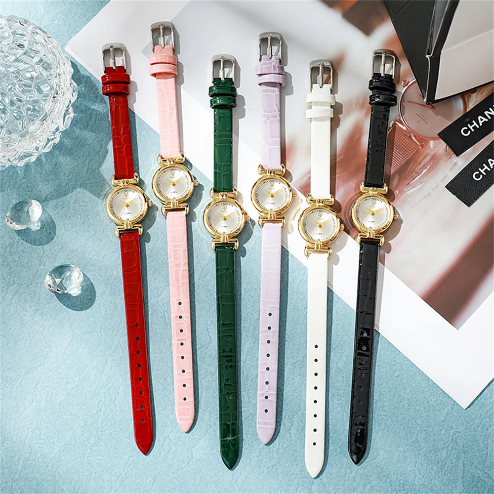 Ladies Fashion 2024 New Small Simple Diamonds Quartz Watch Business White Leather Women\'s Dress Clock Gift Wristwatch