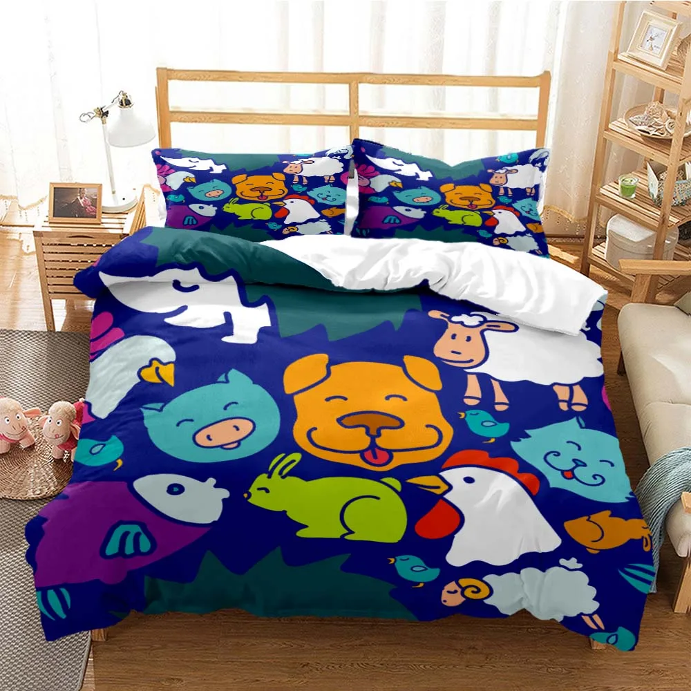 

Cartoon Cute Print Digital Print Polyester Bedding Sets Child Kids Covers Boys Bed Linen Set For Teens Bedding Set