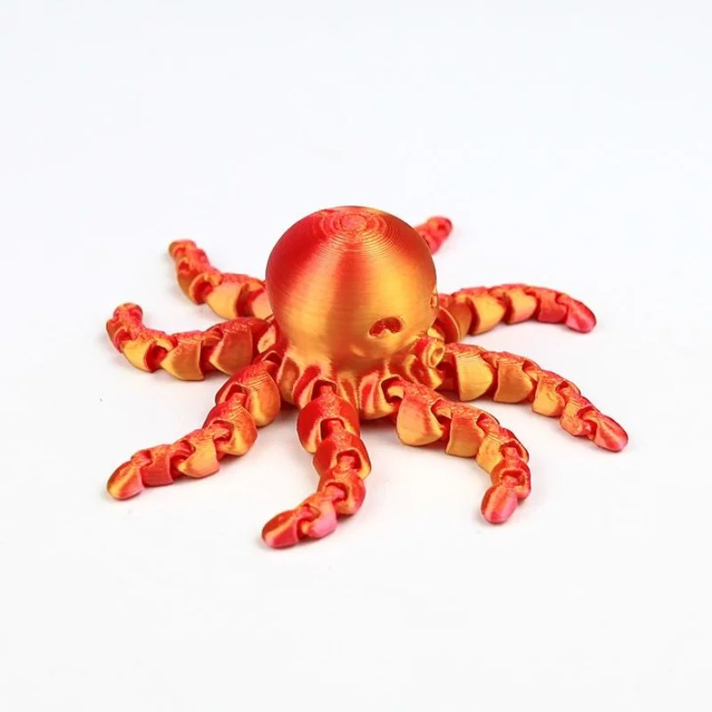 12cm 3D 프린트 문어 피규어 유연한 관절 가정 사무실 책상 장식 해양 동물 테이블 장식품 이상적인 선물 장난감