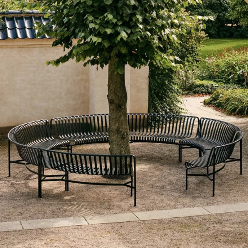 Garden outdoor tables and chairs, set outdoor park wrought iron curved bench