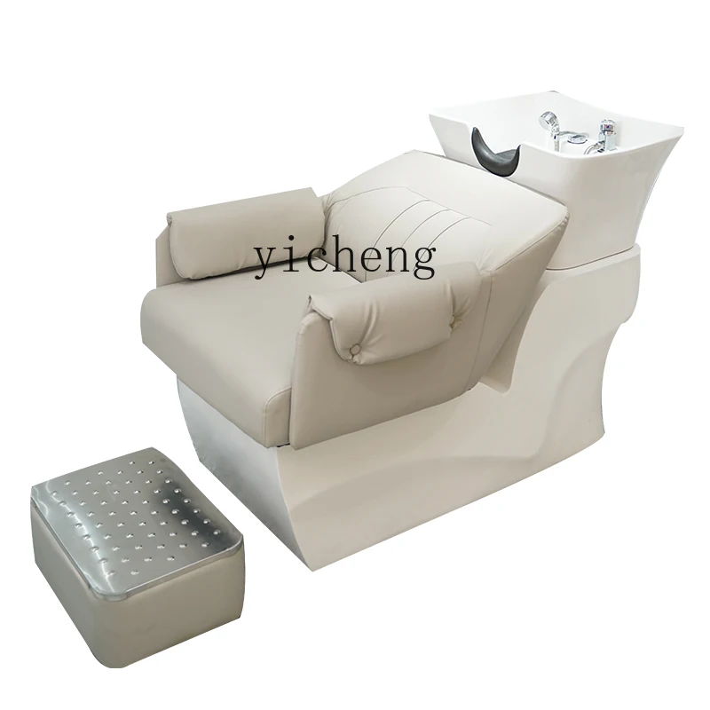 

ZC Shampoo Chair Barber Shop Hair Salon for Hair Salon Flushing Bed Ceramic Basin Lying Half