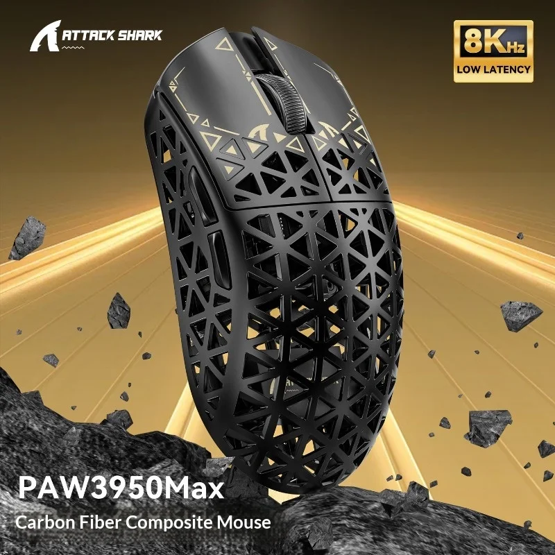 

Беспроводная игровая мышь Attack Shark R5 Ultra paw3950 из углеродного волокна с полым корпусом
