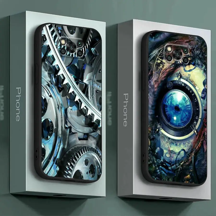 Steampunk Gear Mechanical Phone Case for Xiaomi Poco X3 NFC X3 Pro C50 C51 C61 M5 F1 F3 F4 F5 X4 GT X5 5G 3M Pro C40 Soft Cover