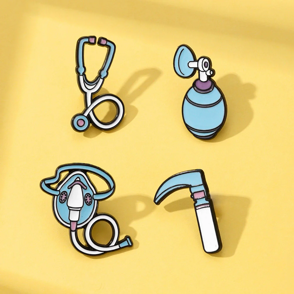 New medical series brooch set supplies stethoscope breathing mask metal badge decoration