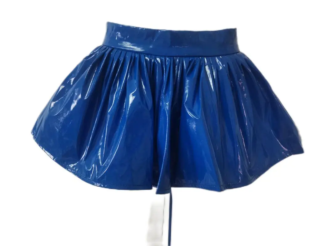 

French Sexy Adult Custom Fetish Cross Dressing Sissy Blue PVC Half Body Skirt with Underwear Can Be Customized in Multiple Color