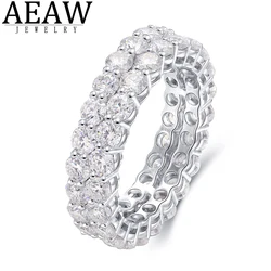 AEAW Solid 14k White Gold Luxury Engagement Ring Wedding Moissanite Double Full Enternity Diamond Band For Women