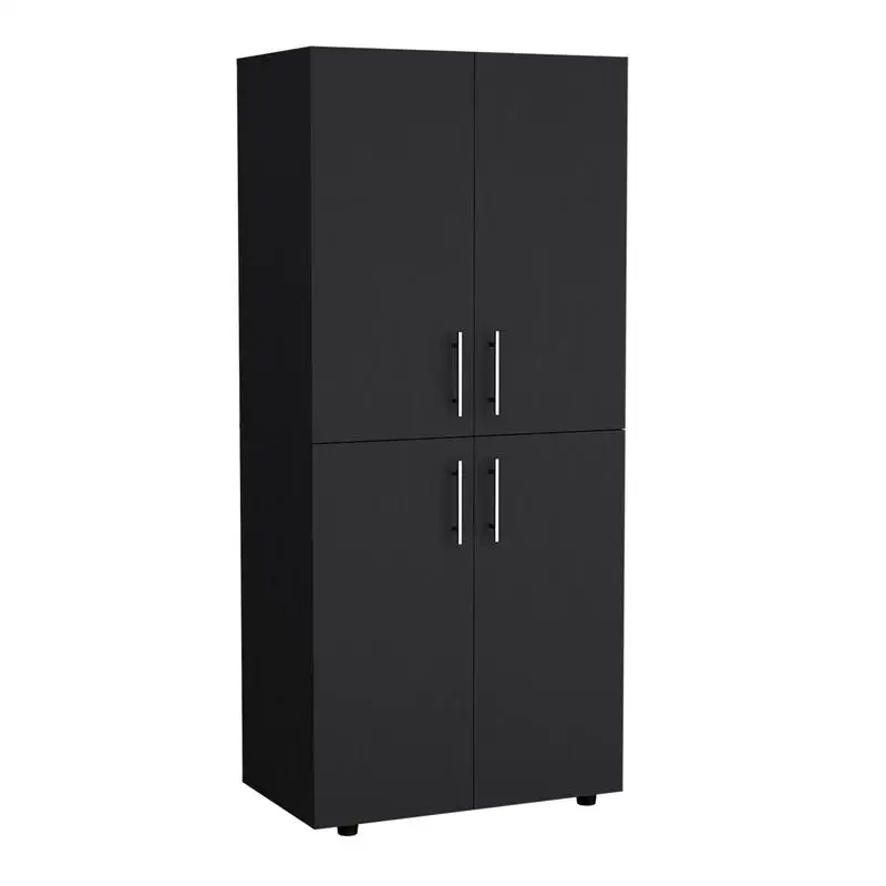 70" H Armoire Wardrobe, Double Doors, 6 Shelves, 2 Hanging Rods, Black Finish Storage Organizer