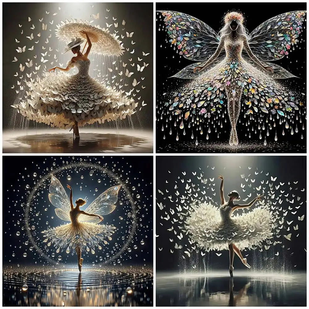 DIY 5D Diamant-Mosaik Ballett-Mädchen Vollbohr-Stickerei Fantasy-Schmetterling Diamant-Kunst Malset Porträt Handarbeit Deko-Geschenk
